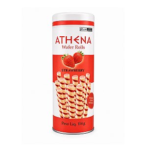 Wafer Rolls Morango Lata Athena 114g