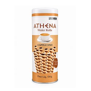 Wafer Rolls Cappuccino Lata Athena 114g