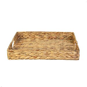 Bandeja Retangular com Alça Seagrass Natural 30x20x6cm
