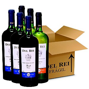 Box Misto - Vinho Del Rei com 6 Tinto Suave Bordo + 6 Branco Suave Niagara 1l - Box Com 12 Unidades