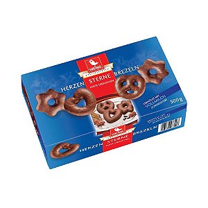Biscoito Corações Estrelas e Brezels de Chocolate ao Leite Weiss 500g