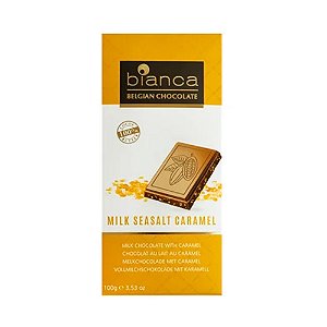 Chocolate Bianca Belga ao Leite Caramelo e Sal 100g