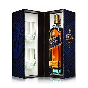 Whisky Johnnie Walker Blue Label 750ml + 2 Copos de Cristal