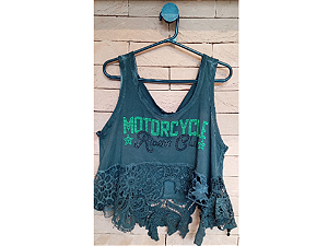 Cropped C/ Renda Pedraria Verde