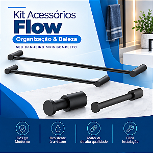 Kit Acessorios Banheiro Flow 4 Pecas Roca / Celite Preto Fosco