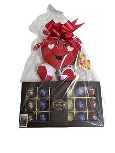 Coração de Pelúcia Pequeno c/18 Bombons Truffados - 306 g