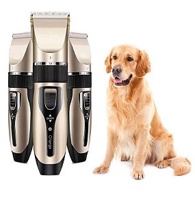 KIT MÁQUINA DE TOSA DOURADA RECARREGÁVEL PARA PETS - 83204