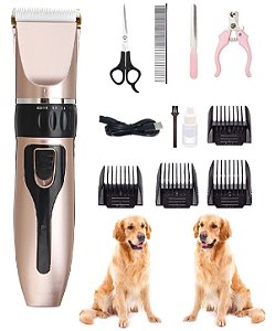 KIT MÁQUINA DE TOSA ROSÉ RECARREGÁVEL PARA PETS - 83204-1
