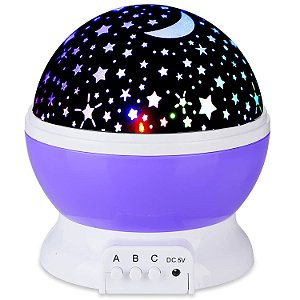 Luminária Projetora Estrela Base Roxo 360° Decorativa Quarto Efeitos Cosmos  - 82399