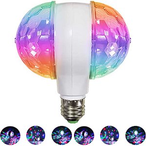 Lâmpada Giratória Dupla Led Colorida Rgb Bocal E27 Bivolt Decoração - 84067