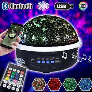 Abajur Projetor Led Estrelas Galaxy Bola Maluca MP3 com Bluetooth - 65150