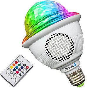 Lâmpada RGB Colorida Giratória com Caixa Caixinha de Som Bluetooth Controle - 84064