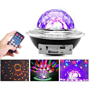 Globo de Luz Colorida Projetor de Luzes de Led RGB Bola Maluca Cristal UFO - 82508