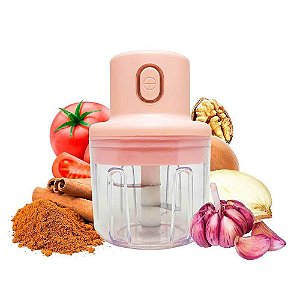Mini Processador Triturador Cortador de Alimentos Elétrico 250ml 3 Lâminas Usb - 82542