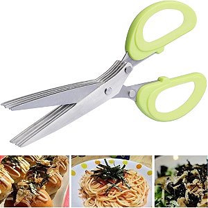 Tesoura Cortador Fatiador Manual Verde Legume Verdura Salada Couve - 83552