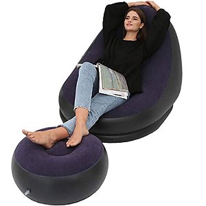 Sofá Inflável Poltrona Lounge Com Puff E Bomba Camping Praia