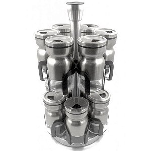Porta Tempero Inox 12 Peças Giratório