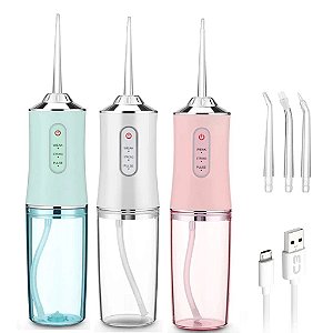 Irrigador Bucal Portátil Branco USB Limpeza Aparelho Dentes