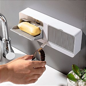 Porta Sabão em Barra Duplo Multifuncional Banheiro e Cozinha