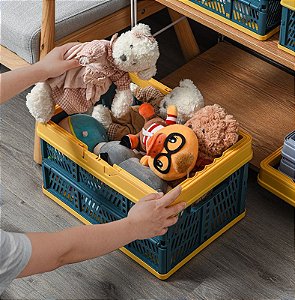 Caixa de Armazenamento Dobrável Multifuncional Amarela