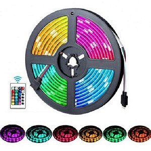 Fita Led Rgb Colorida 5050 Rolo 5metros + Fonte+ Controle