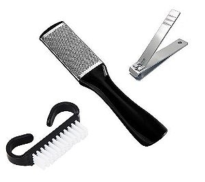 Kit Manicure 3 Peças Com Lixa Cortador de Unhas e Escovinha