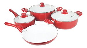 Jogo De Panelas Antiaderente 4 Peças Alúminio Antiaderente