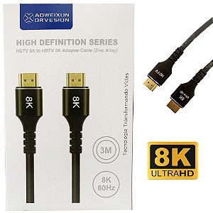 Cabo HDMI 3 Metros 8K Ultra HD Alta Resolução Premium