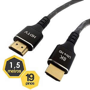 Cabo HDMI 1,5m Metros 8K Ultra HD 3D PS3 PS4 Xbox360 Note