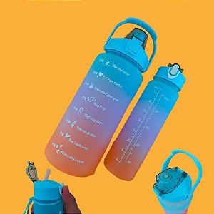 Kit 2 Garrafa  Galão 2 Litros e 900ML Para Treino C/ Canudo