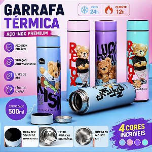 Garrafa Térmica Infantil 500ml Rosa e Verde - 82985
