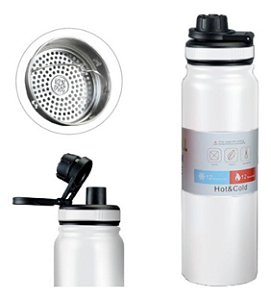 Garrafa Térmica Água 800ml Inox Quente e Frio Vácuo Duplo Vermelho