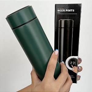 Garrafa Térmica 500ml Com Termômetro Verde Escuro - 82864