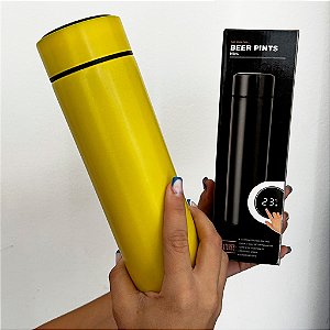 Garrafa Térmica 500ml Com Termômetro Amarelo - 82864