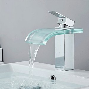 Torneira Misturador Vidro Mono Comando Cascata Inox - 81562