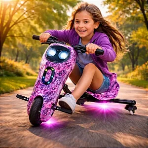 Triciclo Hoverboard Elétrico 8 polegadas Drift 350w 30kmh GALAXIA ROSA - 81926