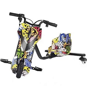Triciclo Hoverboard Elétrico 8 polegadas Drift 350w 30kmh AMARELO PALHAÇO - 81926