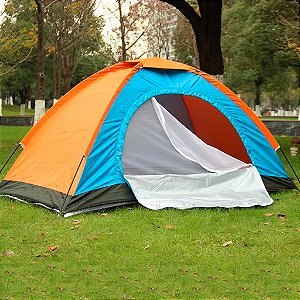 Barraca De Acamapamento Trilha Iglu Impermeável P/ 3 Pessoas Azul e Laranja - 83184