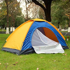 Barraca 3 A 4 Pessoas P/ Camping Parque Acampamento Azul e Amarelo - 83185