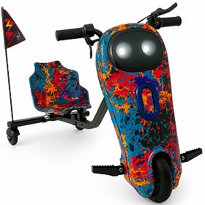 Triciclo Elétrico 8 polegadas Drift 350w C/ Kit Proteção Pintado Colorido - 81926