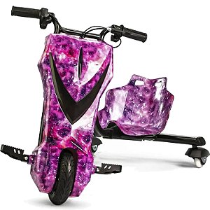 Triciclo Elétrico 8 polegadas Drift 350w Frente em V Galaxia Rosa - 82900
