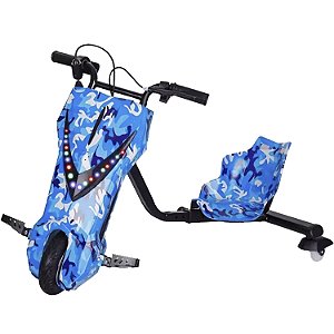 Triciclo Elétrico 8 polegadas Drift 350w Frente em V Camuflado Azul - 82900