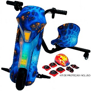 Triciclo Elétrico 8 polegadas Drift 250w Led Com Kit Proteção Galaxia Azul - 81330