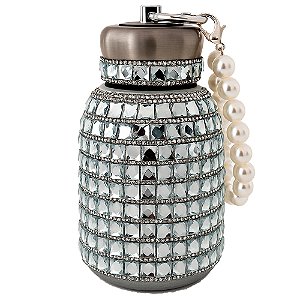 Garrafa Térmica 300ml Aço Inox Cravejada com Strass Prata - 81994