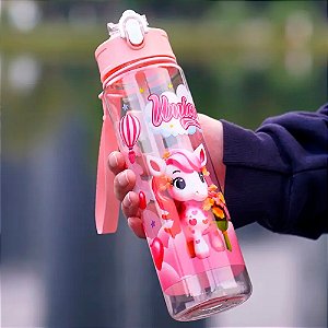 Garrafa Squeeze Infantil 800ml Com Canudo Flip  Alça - 82723