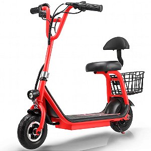 Patinete Elétrico Infantil 350w C/ Rodinha Cesta Bluetooth Vermelho - 81349
