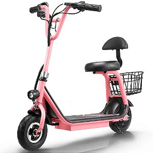Patinete Elétrico Infantil 350w C/ Rodinha Cesta Bluetooth Rosa - 81349