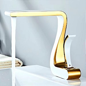 Torneira Banheiro Cisne Bancada Monocomando Dourada - 82569