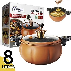 Panela de Micro Pressão Viccoli 8L Antiaderente Cozinha Indução e Gás Abóbora - 82469