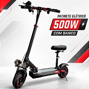 Patinete Elétrico Scooter com Banco Assento 500W Até 150Kg Preto - 81414